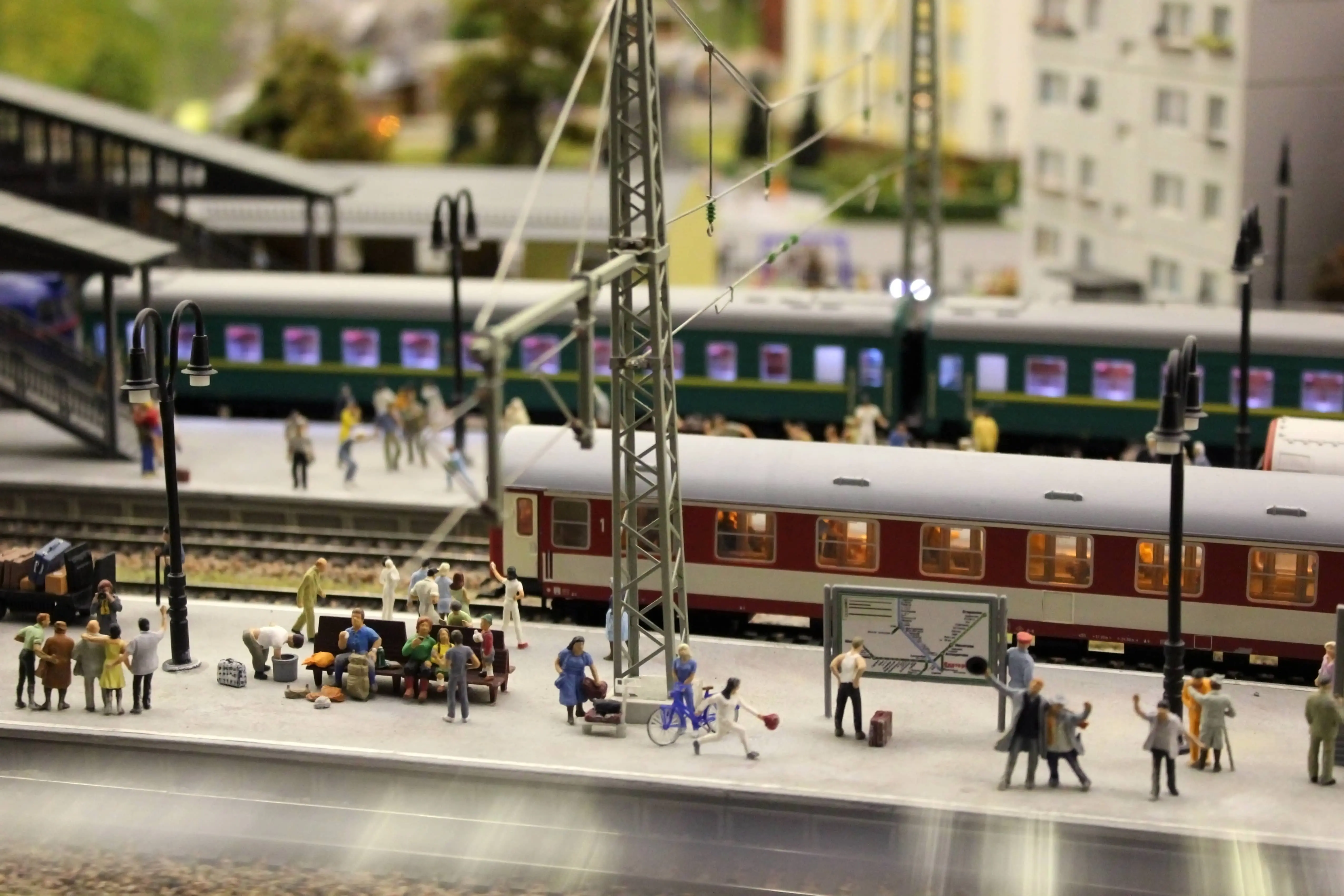 Model Trains: A model railway complete with miniature people on the platform