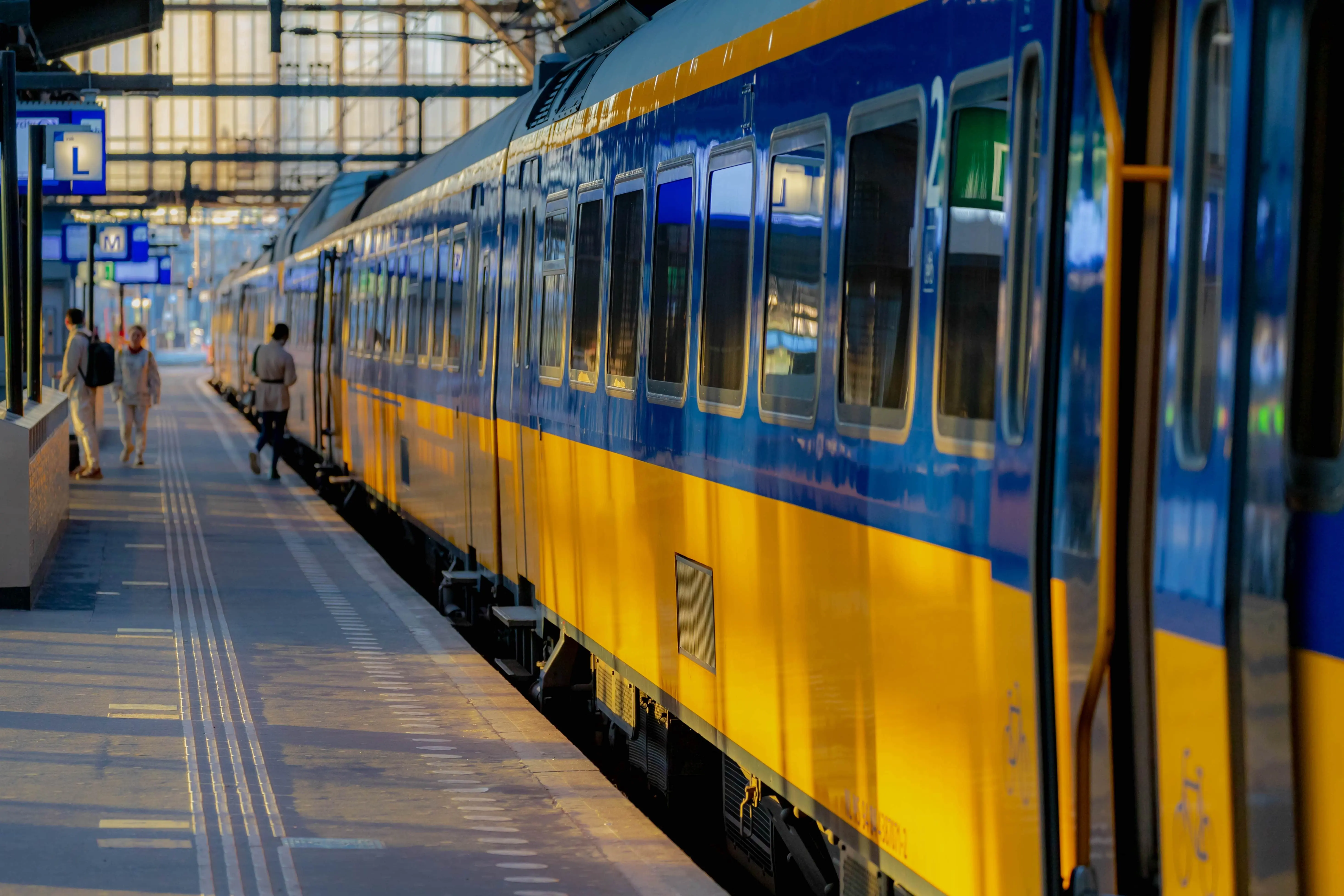 Travelling by Train: A train in a station in the Netherlands