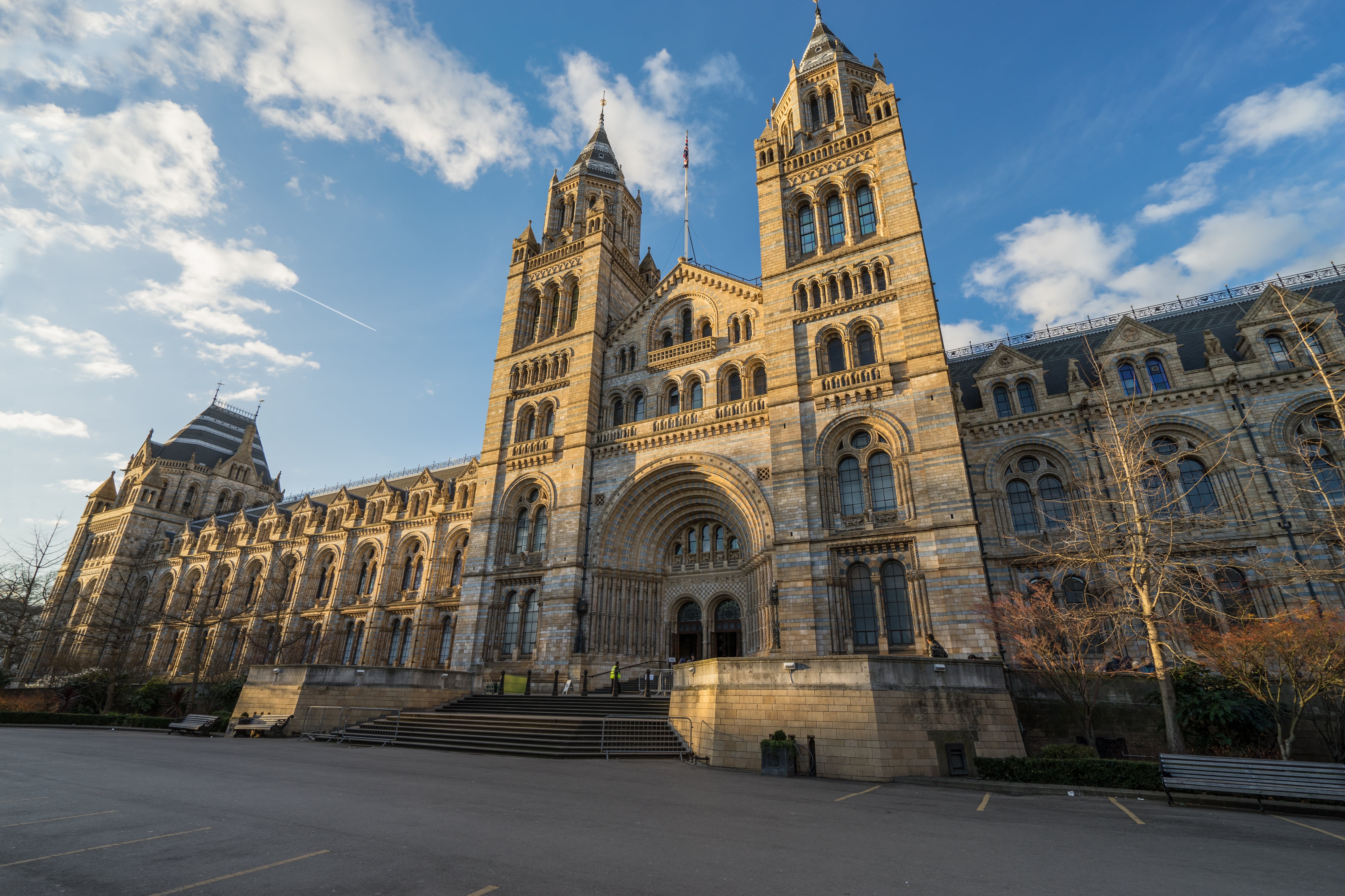 The front entrance of the Natural History Museum of London.